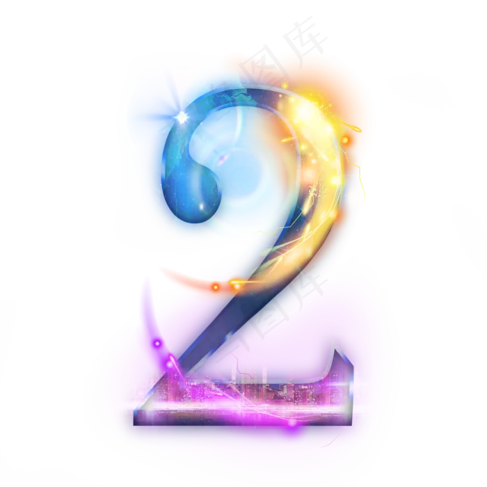 城市光效数字2(2000*2000px 	      )psd模版下载
