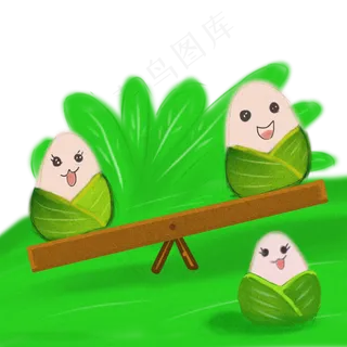 绿色可爱跷跷板粽子