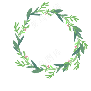 花草水彩手绘圆形花环边框