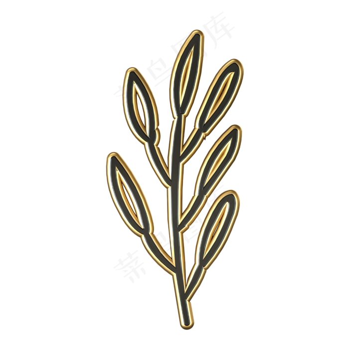C4D黑金质感立体小草(2500X2500(DPI:300))psd模版下载