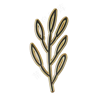 C4D黑金质感立体小草 C4D黑金质感立体小草