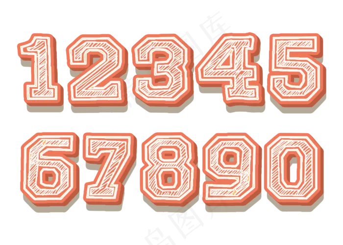 红色数字立体字(2800*2000px 	      )psd模版下载