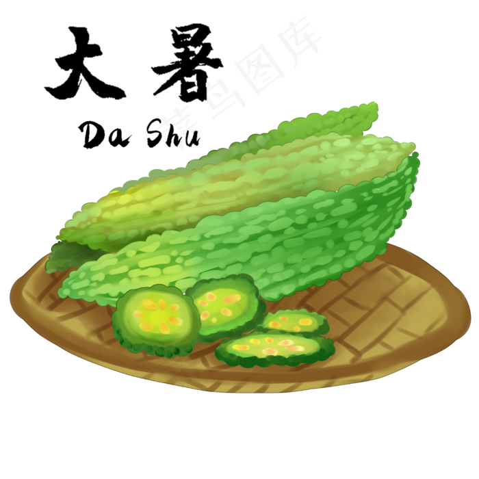 节气大暑苦瓜清热,免抠元素