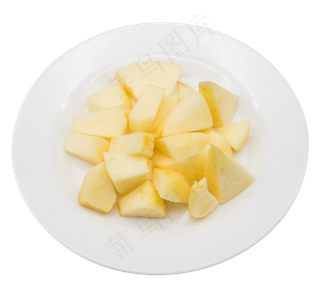 一盘苹果块水果
