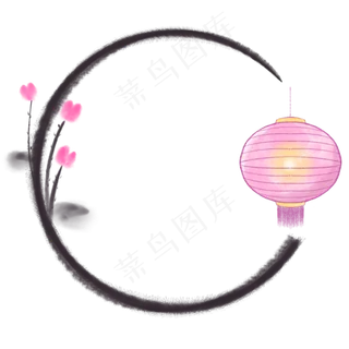 中国风水墨灯笼边框