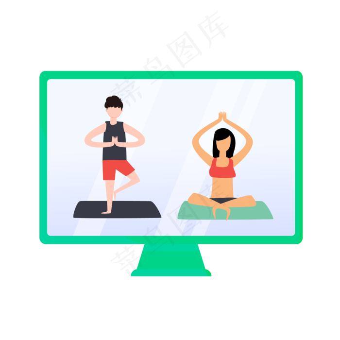 电脑直播人物做瑜伽