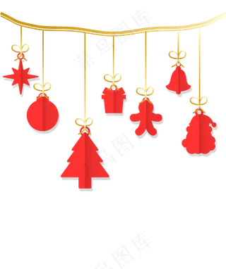 圣诞节日红色挂饰,免抠元素