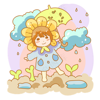 淋雨向日葵头套小朋友
