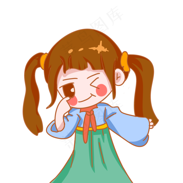 儿童节可爱的小女孩手绘(2000X2000(DPI:299))psd模版下载