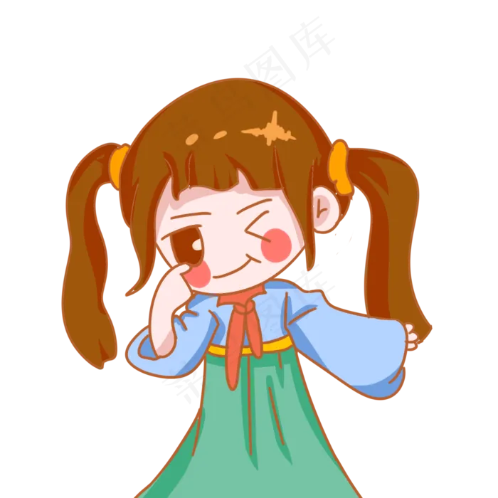 儿童节可爱的小女孩手绘(2000X2000(DPI:299))psd模版下载