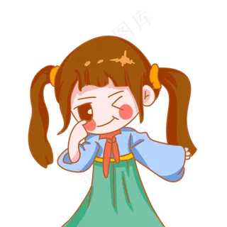 儿童节可爱的小女孩手绘