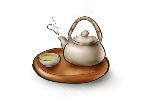 白露手绘古风茶饮,免抠元素
