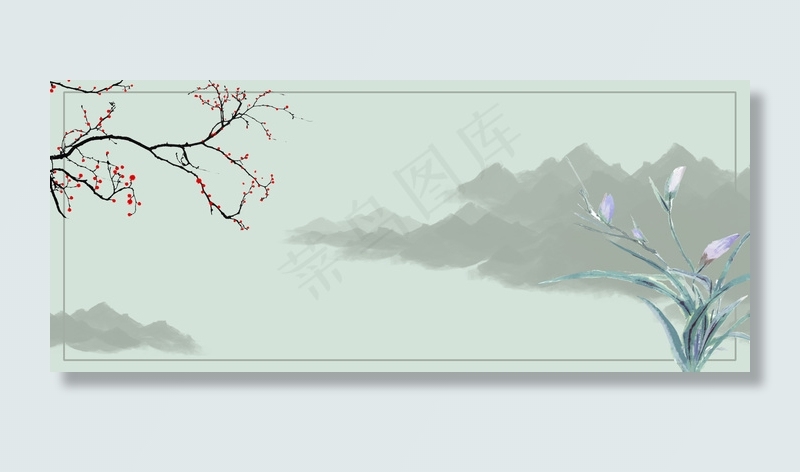 水墨中国风水墨画banner(1920*800px 	       )psd模版下载