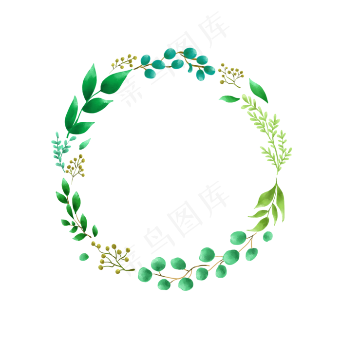 绿色植物绿叶花环