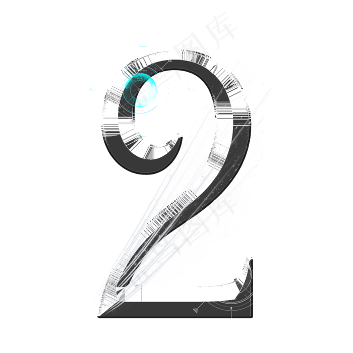 银色科技数字2(2000*2000px 	      )psd模版下载