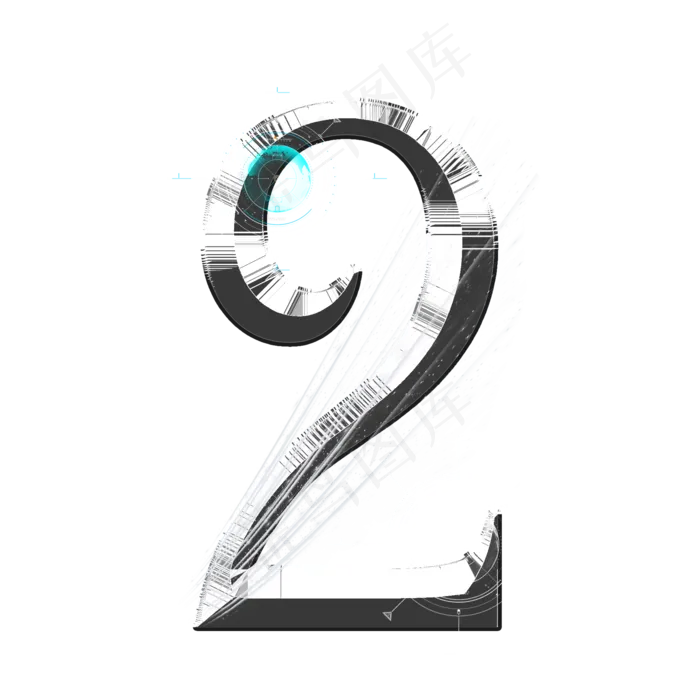 银色科技数字2(2000*2000px 	      )psd模版下载