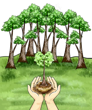 植树节希望树手势,免抠元素