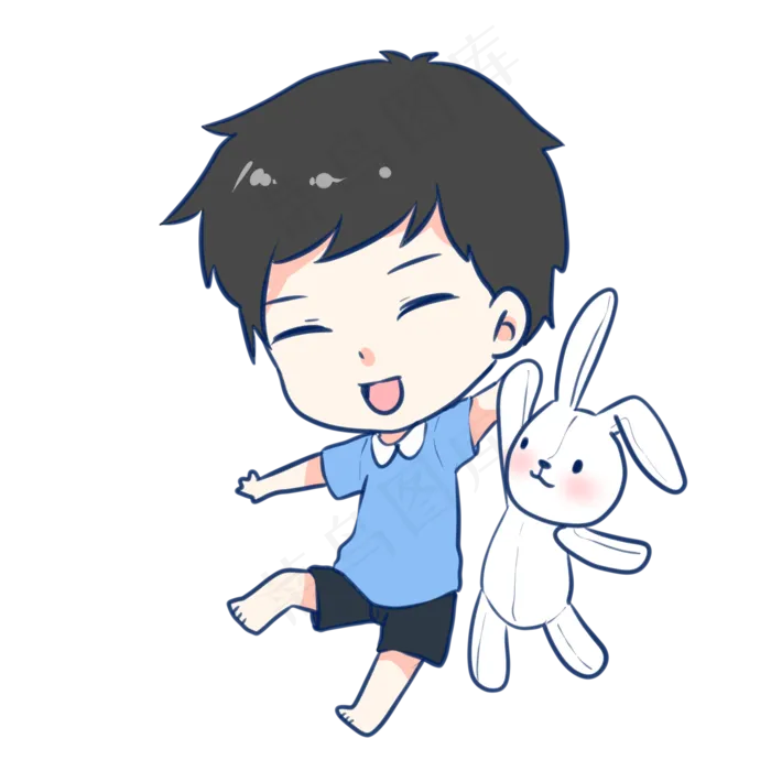 拿着玩具兔子的男孩(2100X2100(DPI:300))psd模版下载