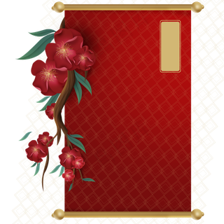 中国风红色卷轴