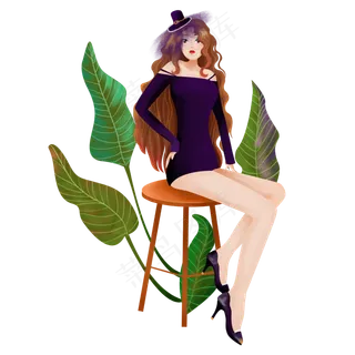 卡通三八妇女节美丽女性之性感女,免抠元素