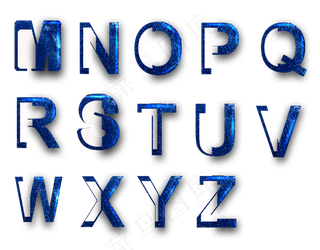 字母蓝色星辰艺术字