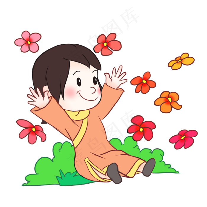 三七女生节可爱小女孩花瓣