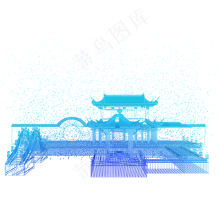 楼空间建筑科技庭院智能魔幻数据,免抠元素