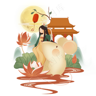 玉鼠迎春鼠年绘画