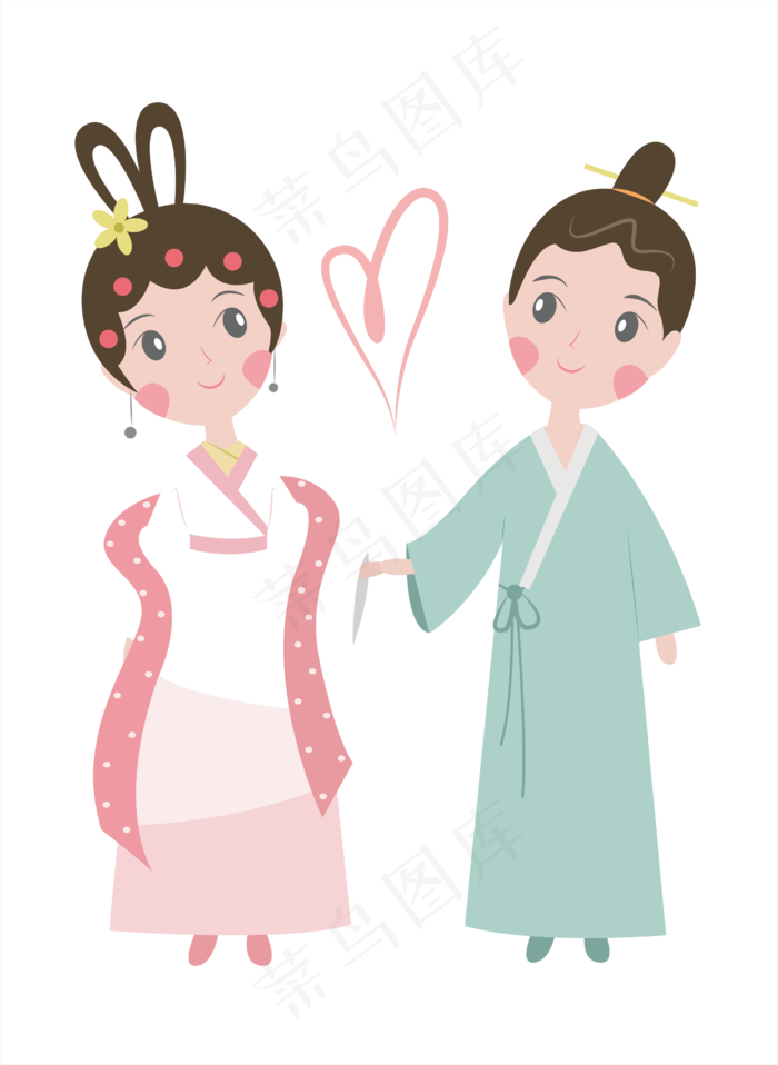 透明底png七夕牛郎织女相遇,免抠元素