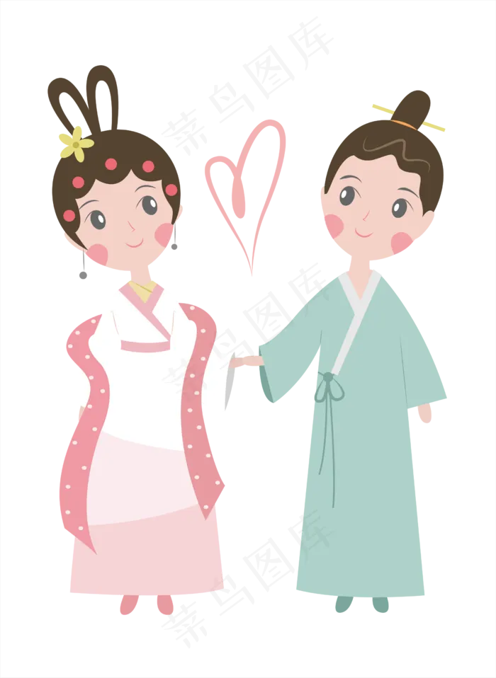 透明底png七夕牛郎织女相遇,免抠元素