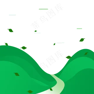 春季踏青草地小路树叶免抠
