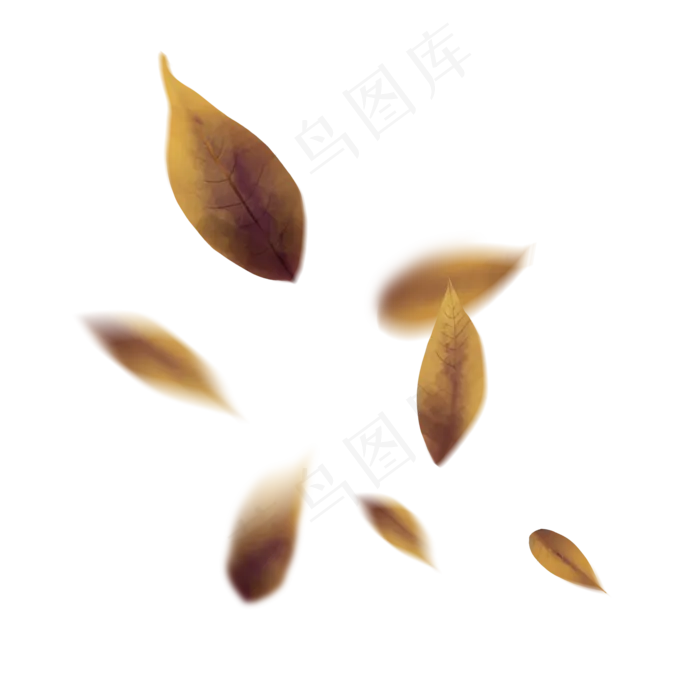 漂浮的树叶手绘棕黄色叶子秋冬的(2000X2000(DPI:300))psd模版下载