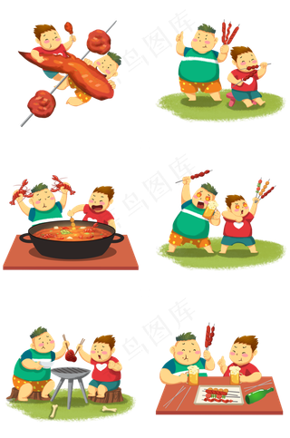 夏日美食烤肉烤串火锅插图