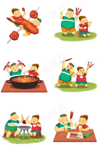 夏日美食烤肉烤串火锅插图
