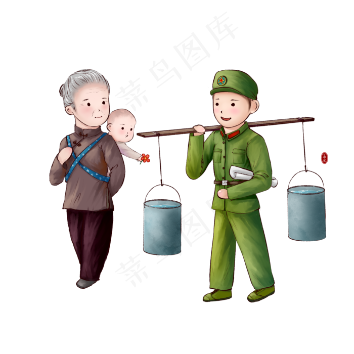 八一建军节军民一家亲解放军帮老(2000X2000(DPI:299))psd模版下载