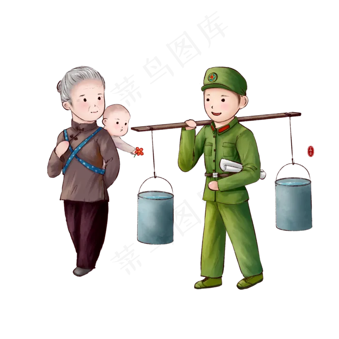 八一建军节军民一家亲解放军帮老(2000X2000(DPI:299))psd模版下载