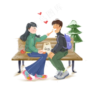 冬至情侣喂饺子透明底d,免抠元素