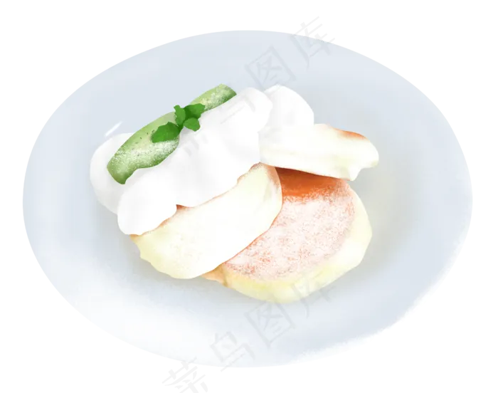 美食手绘舒芙蕾松饼,免抠元素