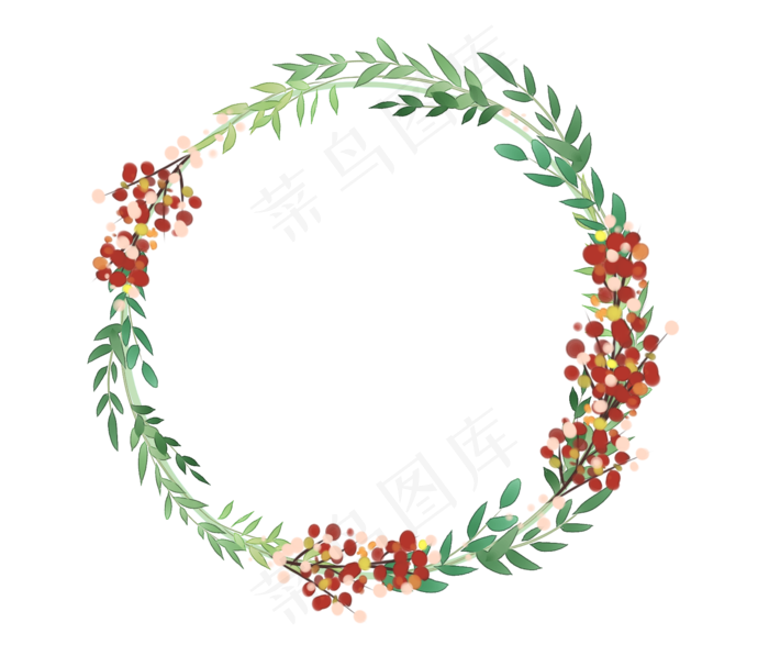 水彩花朵花藤边框插画