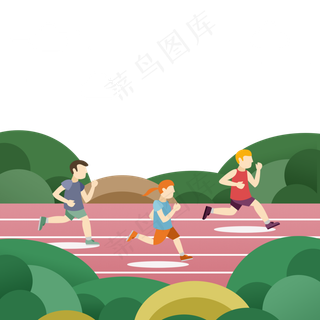 秋季运动会跑步运动员比赛PNG图,免抠元素