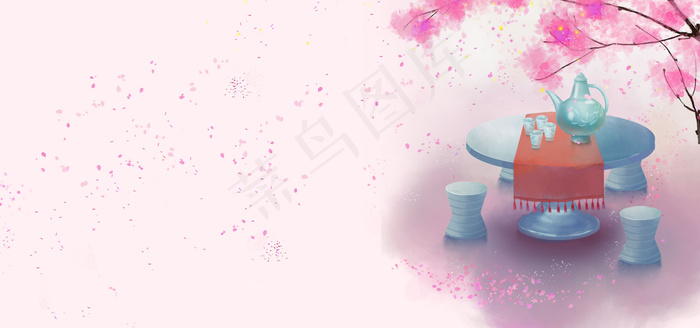 淘宝天猫古风店中国风粉色浪漫banner(1920*900px 	       )psd模版下载
