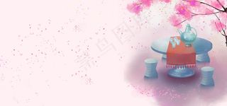 淘宝天猫古风店中国风粉色浪漫banner