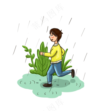 谷雨奔跑的小男孩