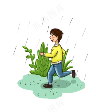 谷雨奔跑的小男孩