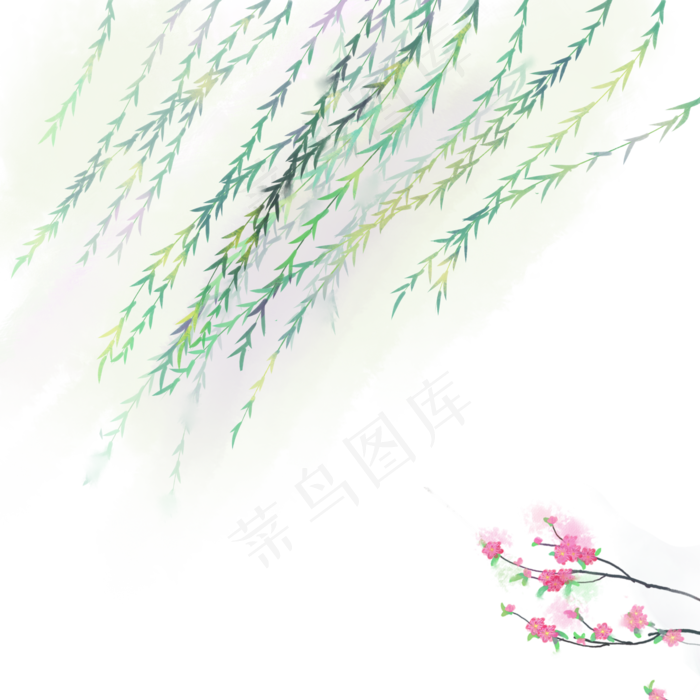 卡通手绘春季植物柳条