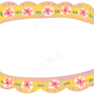 黄色花鸟边框,免抠元素