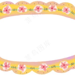 黄色花鸟边框,免抠元素