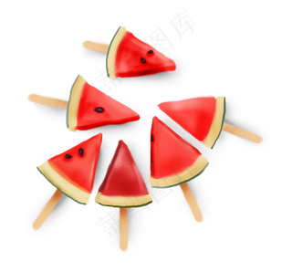 立夏手绘水果西瓜,免抠元素