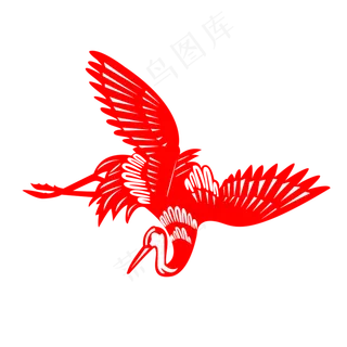 手绘卡通红色仙鹤