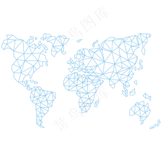 卡通矢量晶格画线条世界地图,免抠元素